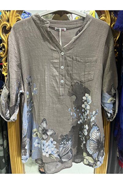 Butik Ayseba İtalyan Gömlek 3 Düğmeli Kelebek Desen