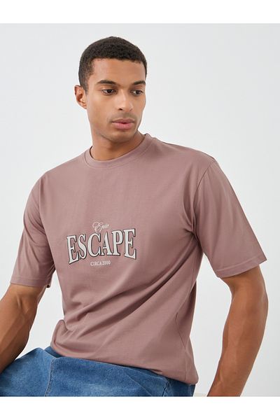 Styli Slogan Print Crew Neck Oversized T-Shirt