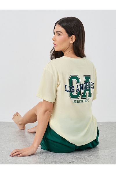 Styli LA Back Graphic Drop Shoulder T-Shirt and Shorts Set