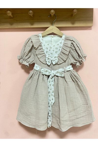 Cherrys Bebek Bow Detailed Muslin Dress
