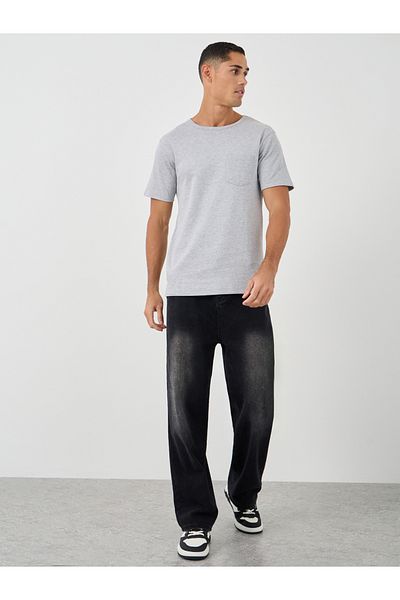Styli Solid Pocket Detail Interlock Regular Fit T-Shirt