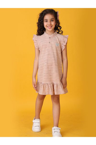 Anthrilo By Styli Textured Ruffled Sleeve Mini Dress