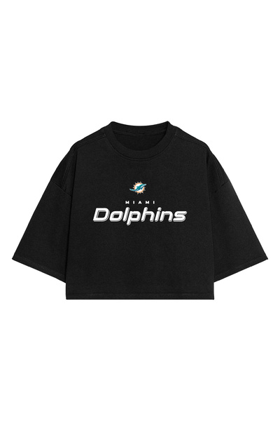 BA Sportswear تي شيرت ميامي دولفينز لكرة القدم باللون الأسود كبير الحجم