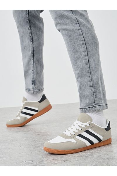 Styli Striped Panelled Lace Up Sneakers