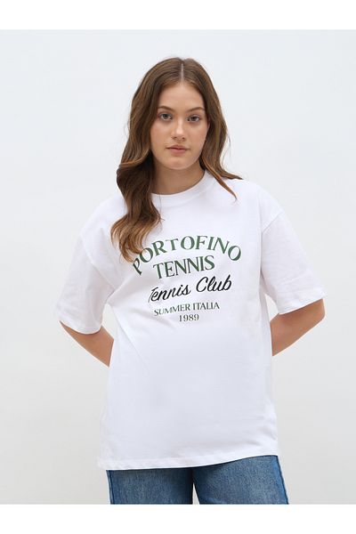 Styli Slogan Print Oversized T-Shirt