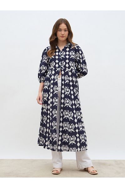 Styli Regular Fit Printed Maxi Kimono