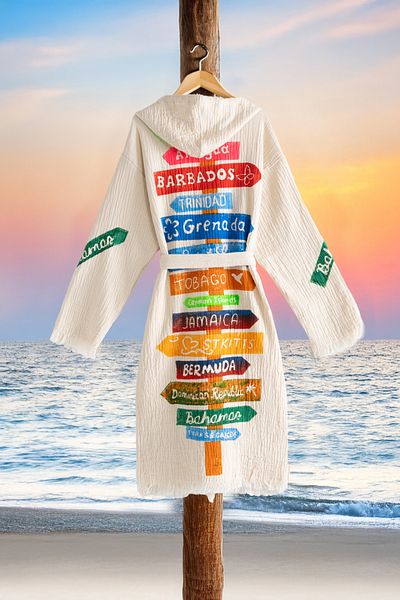 VAROL Organic 100% Cotton Hooded Robe Beach Dress - Nomada - L/Xl