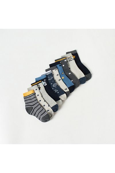 Juniors Space Print Socks - Set of 10