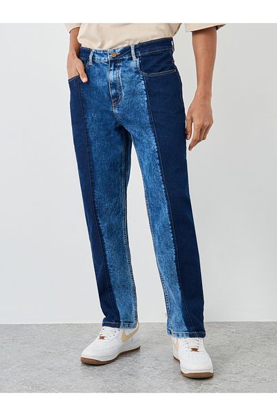Styli Color Block Mid Rise Relaxed Fit Jeans