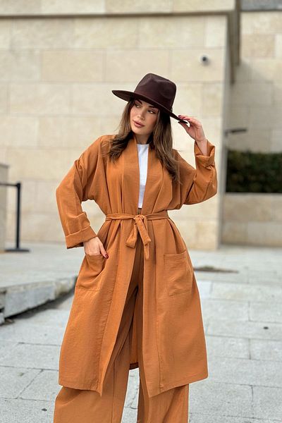 NEW LAVİVA Women's Kupra Kimona Belted-Elastic Waist-Shabby Suit