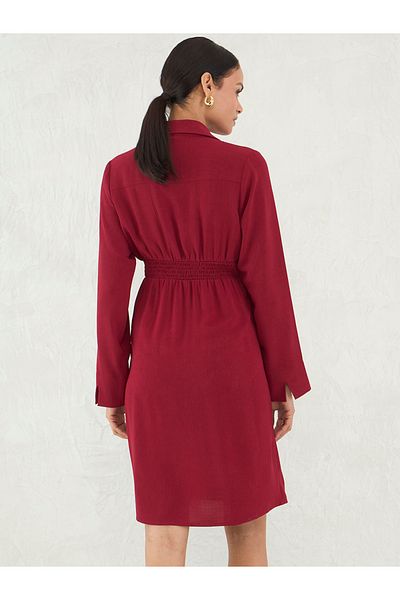 Femmella By Styli Red Solid Wrap Look A-Line Knee Length Dress