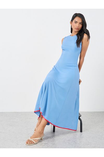 Styli Textured Sleeveless Round Neck Maxi Dress