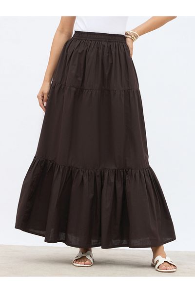 Styli Elasticated Waistband Tiered Maxi Skirt