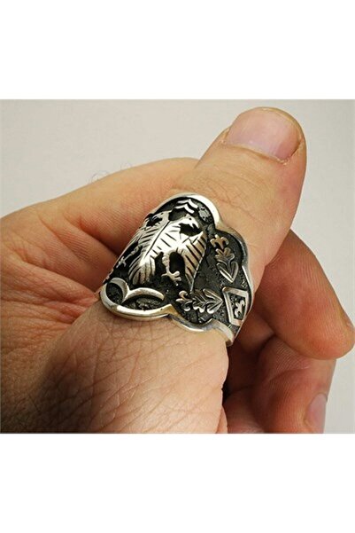 vogutima jewelery&silver by timuçin mavili Gümüş Yüzük - Ertuğrul Başparmak Zihgir Okçu Ölçü Gerektirmez 925 Ayar Erkek Gümüş Yüzük
