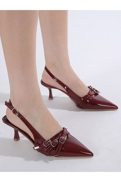 Sneak-a-Peek By Styli Pointed Toe Stiletto High Heels Pumps with Buckle Details