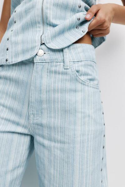 Pull & Bear Çizgili düz kesim jean