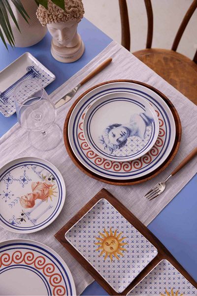 Kütahya Porselen Moderna Greek 12 Piece Service Set for 4 People