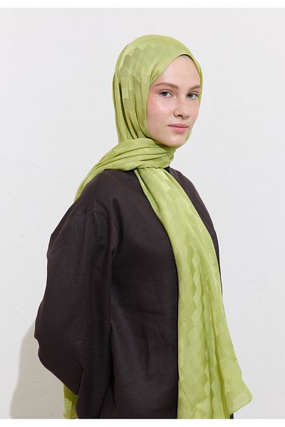 Freshscarfs Nori Silky Jacquard Shawl Pistachio Green