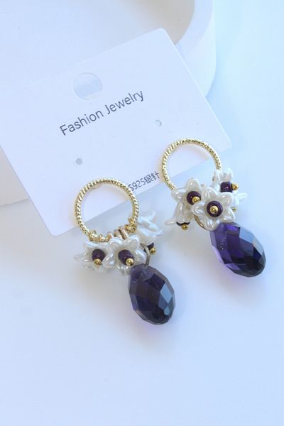 Leo'Stone Special Series Multicolor Pearl Flower Women's Steel Earrings