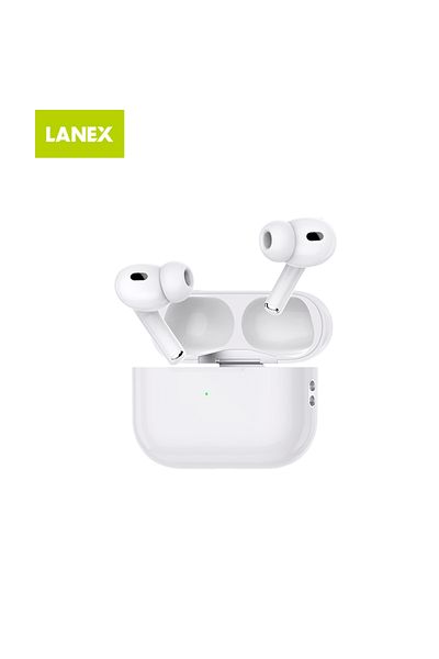 Lanex LANX X500 Pro Rubber Bluetooth Earphones with Wireless Charging and Battery Level Display in the Charging Case