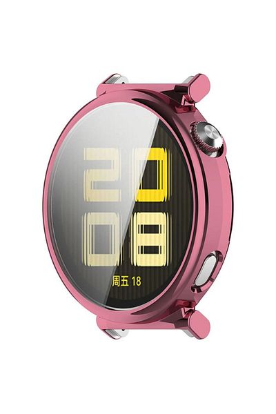 REDz Accessories Soft Protection Case with Cover, Huawei Watch GT5 (41MM), Screen Protector, Silicone, Pink