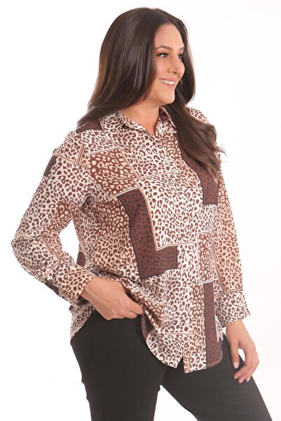 Metpoint Cămașă cu imprimeu digital maro cu model leopard Trend42plus