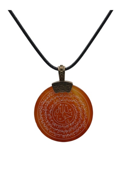 TAKI DERYASI KIRMIZI AKİK TAŞI HAKKANİ MÜHRÜ YAZILI DOĞALTAŞ KOLYE