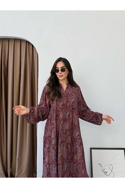 JESSE STORY Women's Hijab Dress Modal Fabric Ethnic Patterned Dress