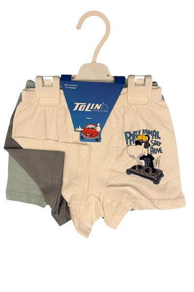 TOLIN Boy's 3 Pack Cotton Lycra εμπριμέ σορτς 433