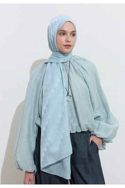 Freshscarfs Nori̇ Silk Jacquard Shal Light Blue