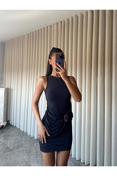 mydukkan.co Mini Dress with Belt Buckle