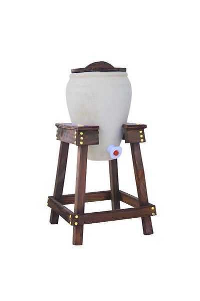 Others 5 liter clay water jug with wooden base