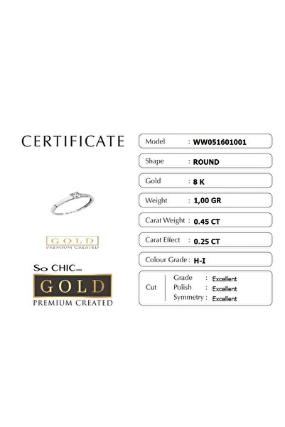So CHIC... Beyaz Altın Sertifikalı Premium Created Taşlı 0.25 CT Effect Tektaş Yüzük