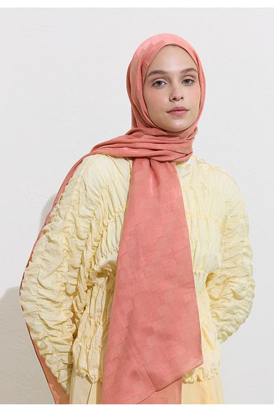 Freshscarfs Nori̇ Silk Jacquard Shal Gul Pink
