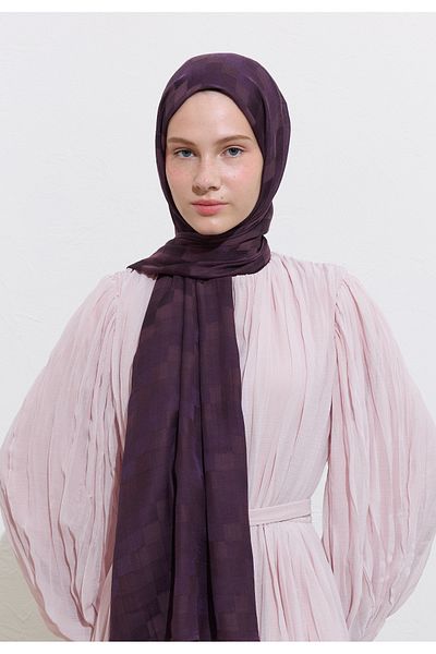 Freshscarfs Nori̇ Silk Jacquard Shal Purple