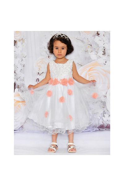 OEM White dress with coral flowers