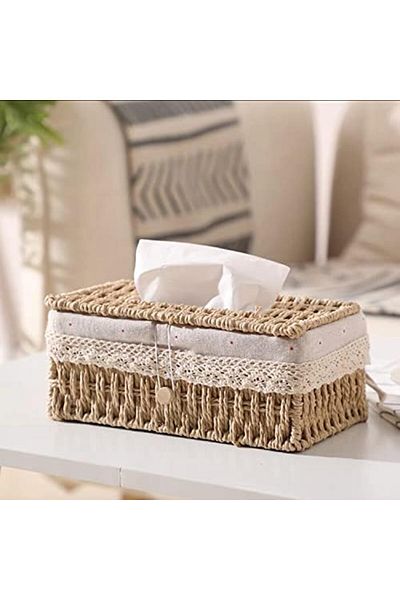 genric FFD Tissue Case Hand Woven Tissue Box Napkin Holder Tissue Box Cover Tissue Holder Facial Tissue