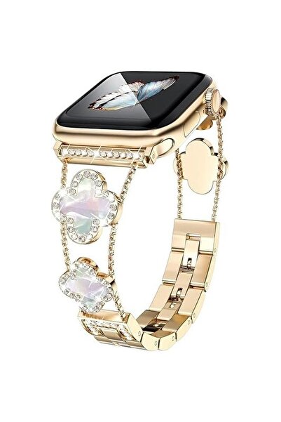 Alstrap Apple Watch 11-10 46mm 7 8 9 45mm 4 5 6 Se 44mm Uyumlu Taş Detaylı Zarif Metal Kordon