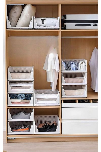 Comprox 3 Pieces 3-Purpose Sliding Shelf Cabinet Clothes and Home Accessory Organizer ”White”
