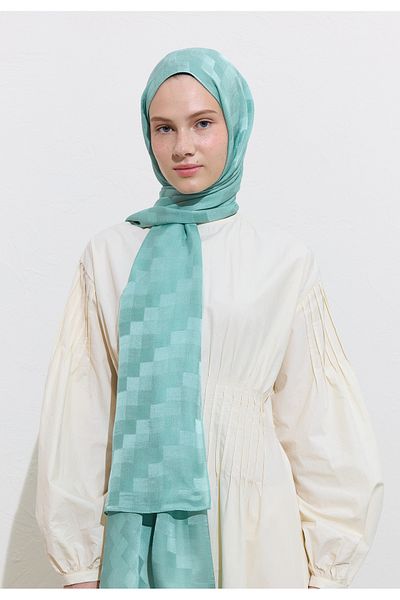 Freshscarfs Nori̇ Silk Jacquard Shal Sea Foam