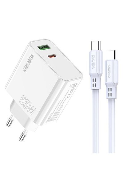 REDz Accessories Fast Charger, Model KSC‑935, Type C Cable, PD65W, USB‑C & USB‑A, White