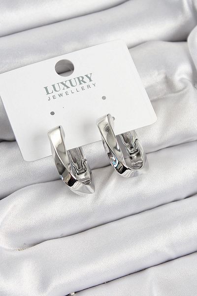 Celira Brass Curved Rectangle Model Silver Color Women's Earrings