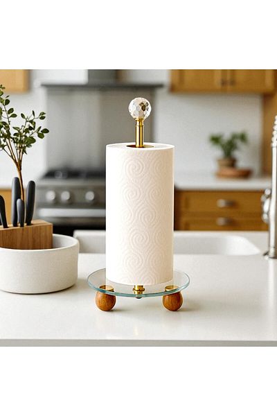 liveisthome Decorative Napkin Holder - Paper Towel Holder Countertop Roll Towel Holder Kitchen Organizer with Crystal Stone