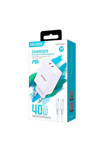 REDz Accessories KSC-923 Adapter Pack with 1M Type-C Cable, Compatible with iPhone 15/16 and Android, 40W, White