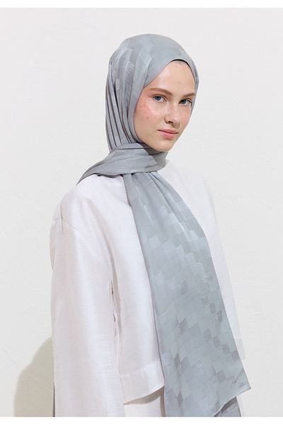 Freshscarfs Nori̇ Silk Jacquard Shal Silver