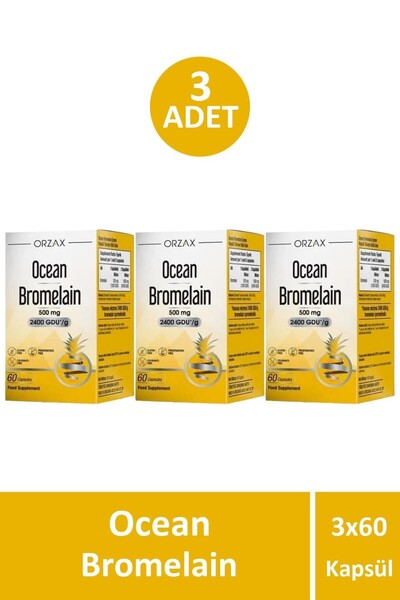 Orzax Ocean Bromelain 60 Capsules 3 Pieces