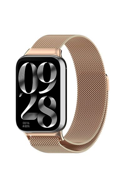 REDz Accessories Milanese Strap, for Xiaomi Band 8 Pro / Band 9 Pro / RedMi Watch 4, Magnetic, Metal Links, Rose-gold