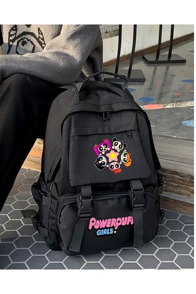 Touz Moda Geantă de școală PowerPuff Girls imprimată Palaska