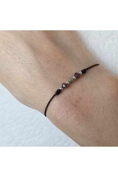 Lexy's Boutique Brățară reglabilă lucrată manual, argint 925, rubine semiprețioase