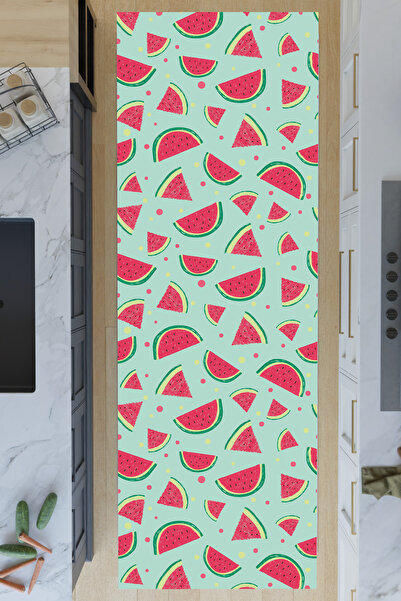 Charmbi Karpuz Mutfak Halısı – Kaymaz Taban Makinede Yıkanabilir Antialerjik Leke Tutmaz Dijital Baskı